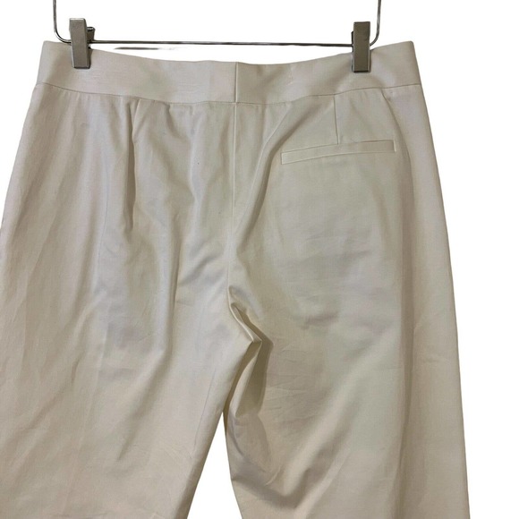 Lewit Women's Cream Flat Front Cropped Pants with Button Detail on Leg - Size 8 - Picture 6 of 9